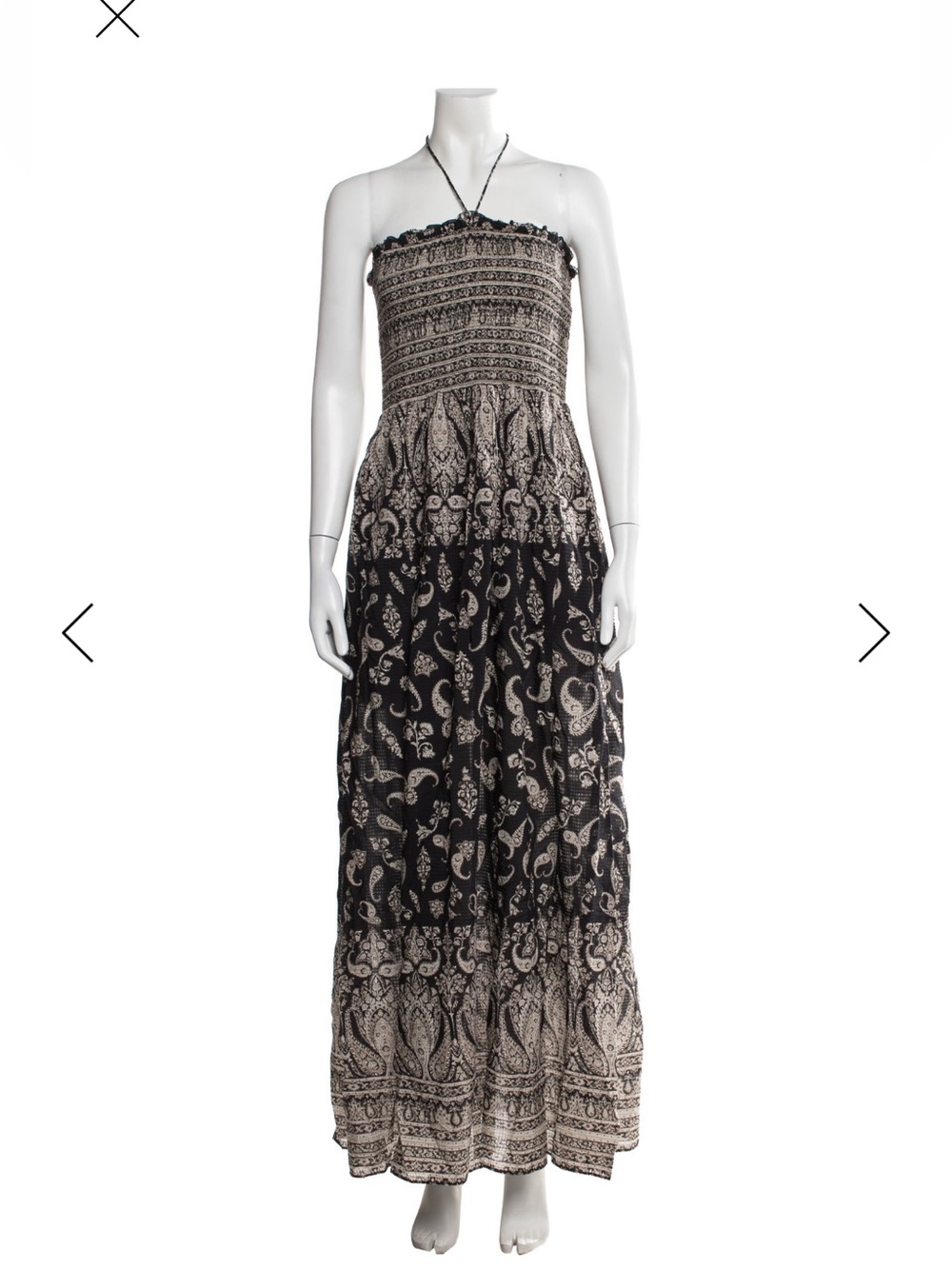 Veronica Beard Ayanna Paisley Halter Maxi Dress Black Beige M